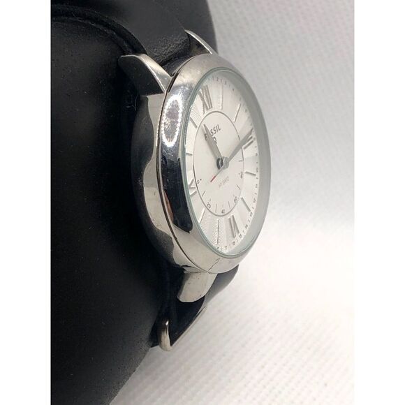 Fossil Q FTW5012 Women Black Leather Analog White Dial Hybrid Smart Watch HK266 - Picture 3 of 9